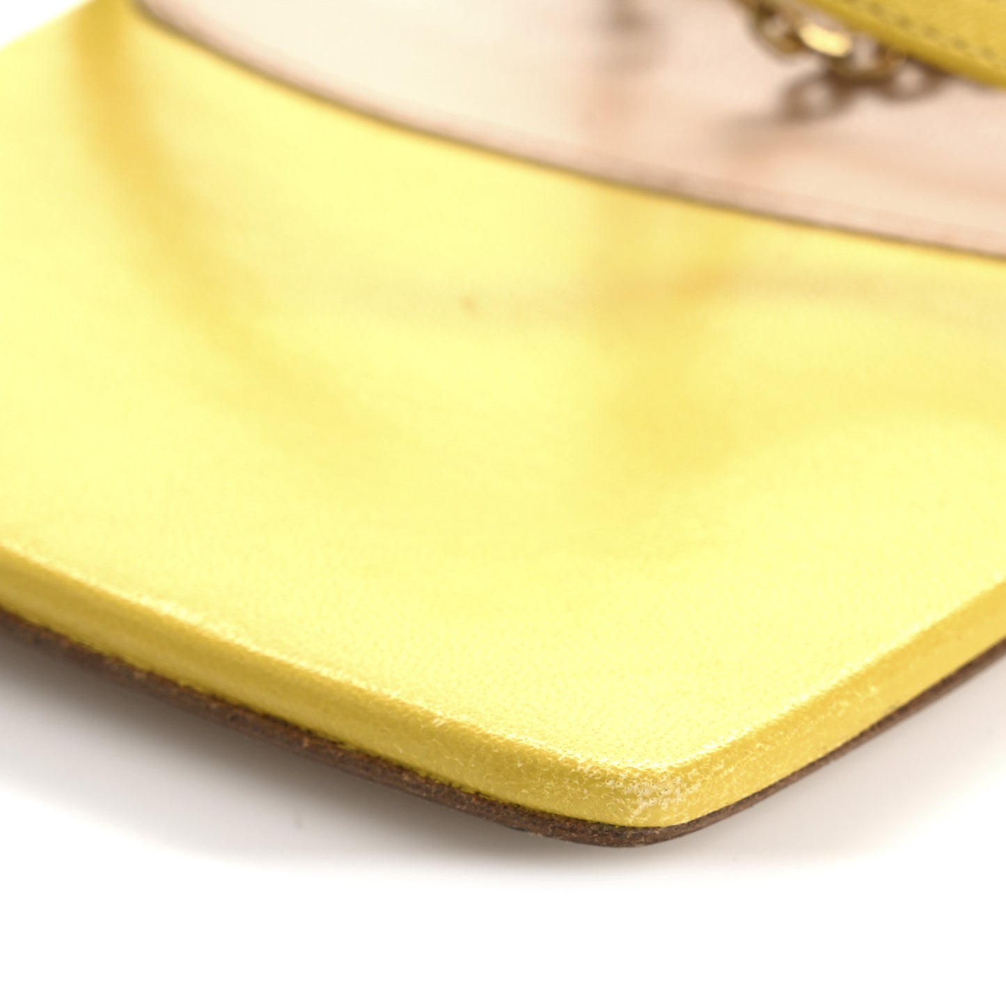 Lambskin Stretch Chain Strap 90mm Sandals 41 Buttercup