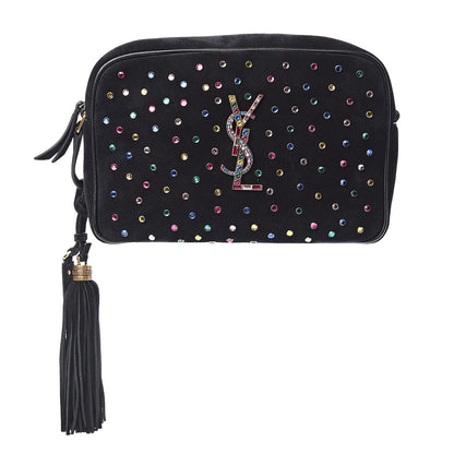 Saint Laurent Suede Crystal Camera Bag Black 1 of 10