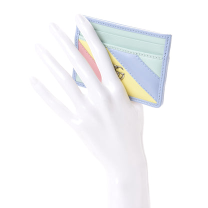 Gucci Calfskin Matelasse Diagonal GG Marmont Card Holder Wallet Multicolor Pastel 2 of 6