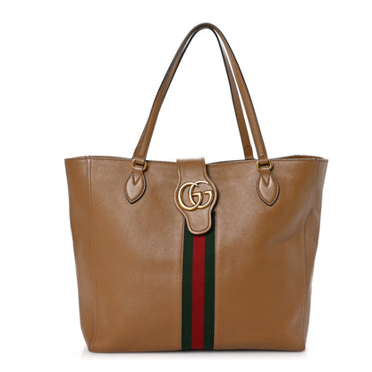 Gucci Calfskin New Sakai Lux Web Medium Dahlia Tote Quarz Beige 1 of 9