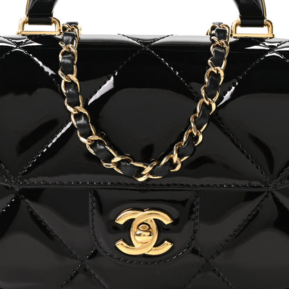 Chanel Metallic Mirror Calfskin Mini Top Handle Clutch With Chain  Black 14 of 19