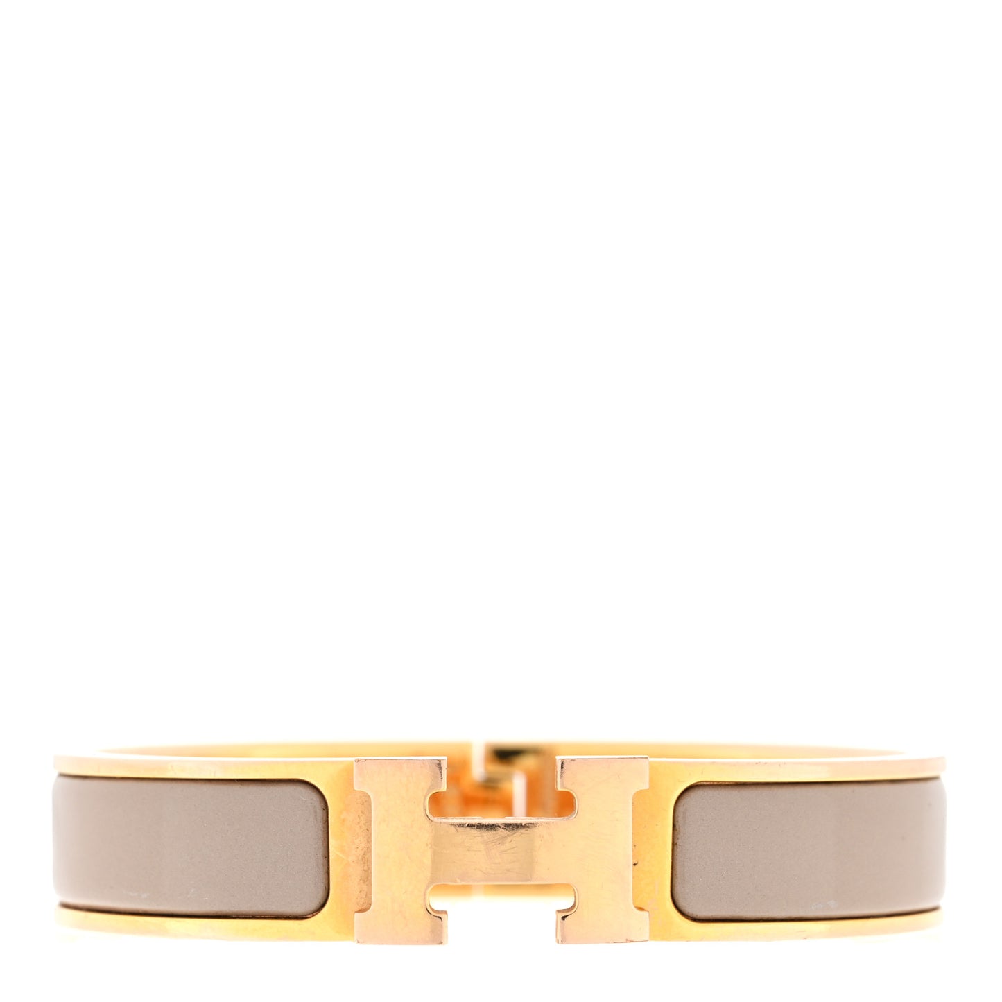 Enamel Narrow Clic Clac H Bracelet PM Marron Glace