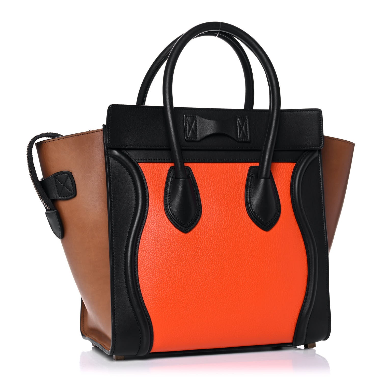 Celine Drummed Calfskin Micro Tri-Color Luggage Bright Orange 2 of 15