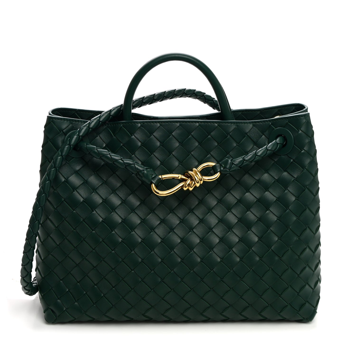 Nappa Intrecciato Medium Andiamo Shoulder Bag Emerald Green