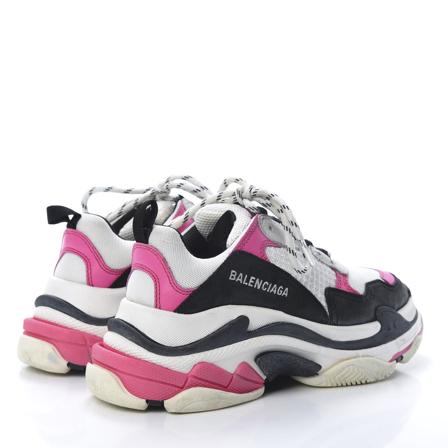 Fabric Mesh Womens Triple S Sneakers 36 Rose Fluo Black White