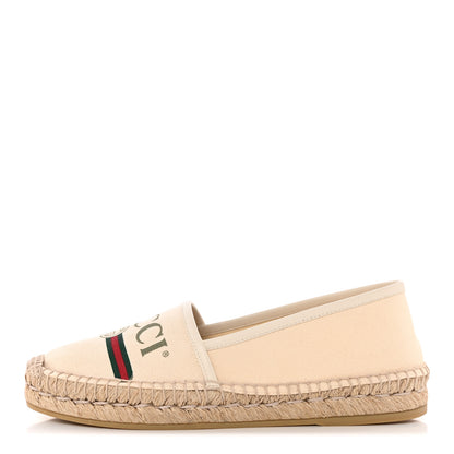 Gucci Canvas Logo Espadrilles 37.5 Greggio White 1 of 9