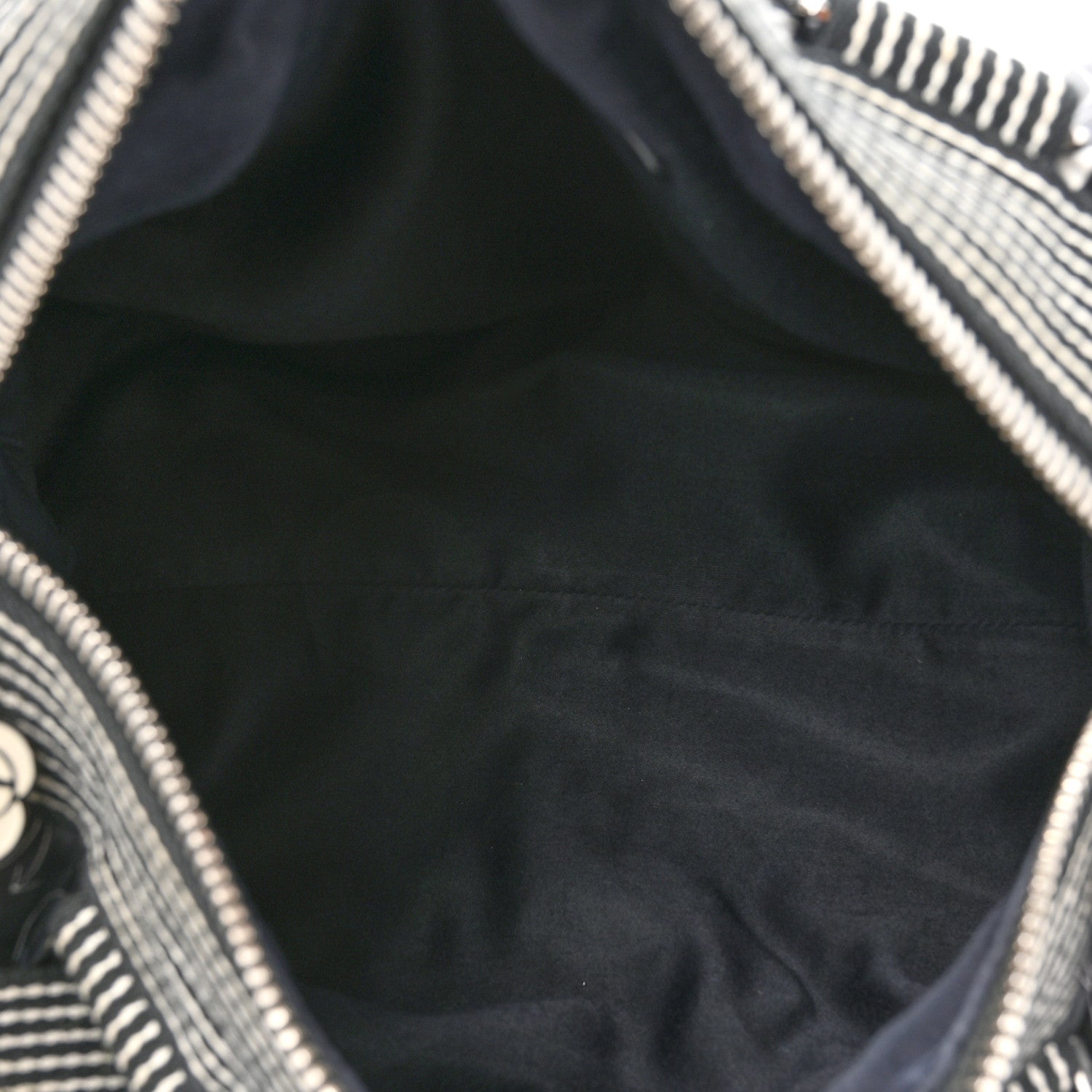 Chanel Nylon Airline Boston Bag Black White 5 of 10