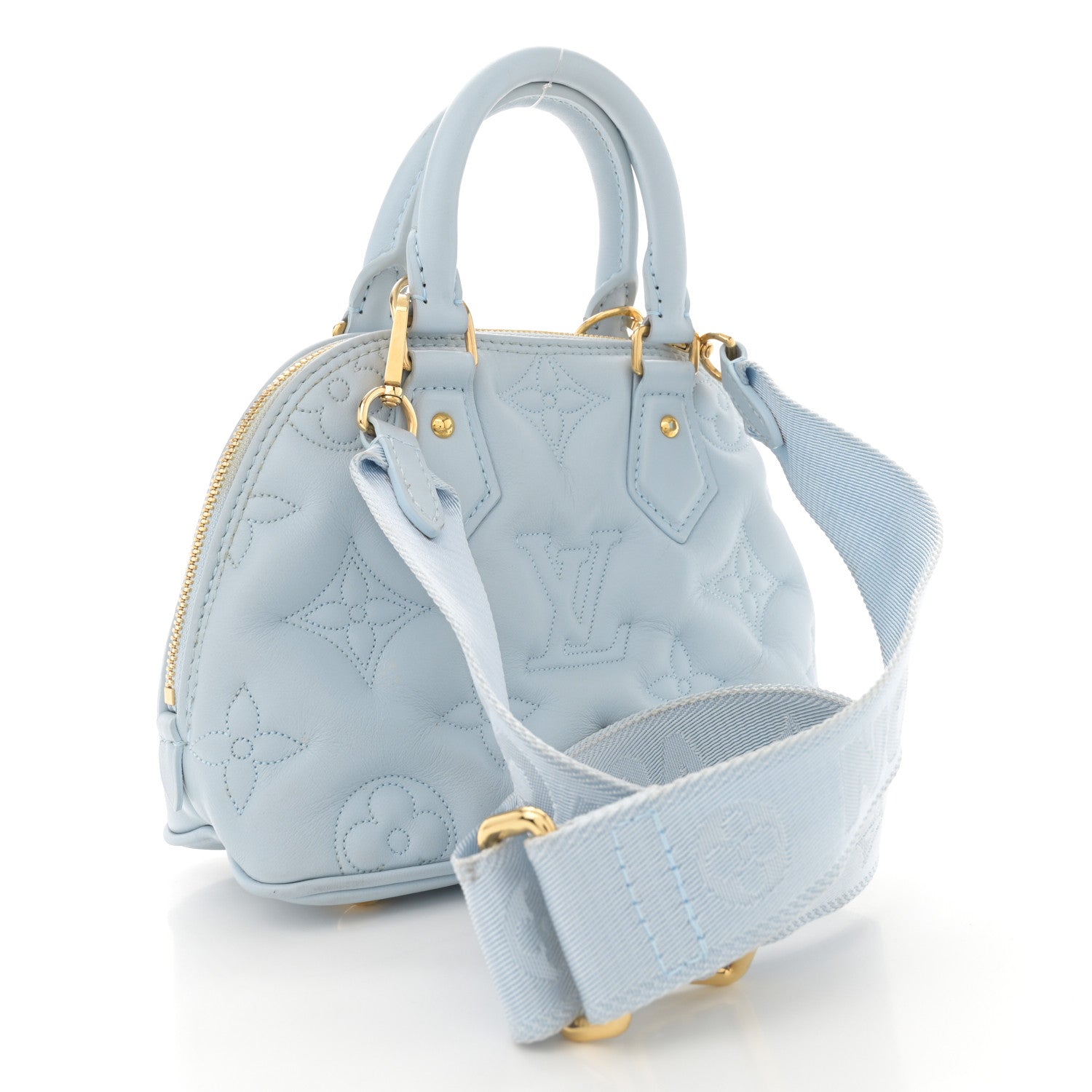 Louis Vuitton Calfskin Bubblegram Alma BB Ice Blue 2 of 11