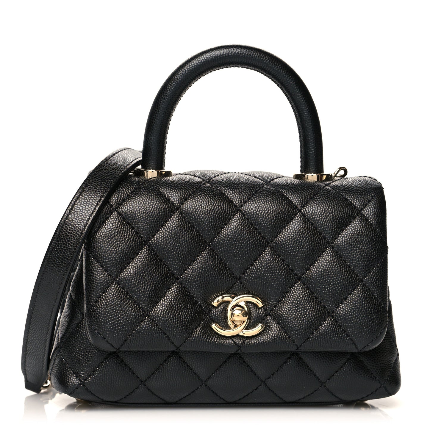 Caviar Quilted Extra Mini Coco Handle Flap Black