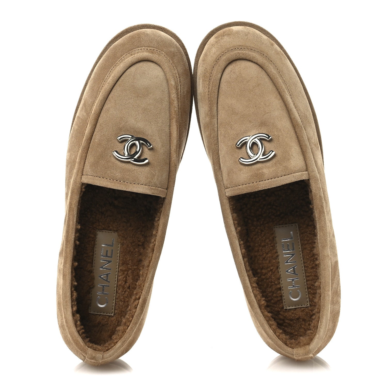 Chanel Suede Calfskin CC Loafers 41 Dark Beige 2 of 9