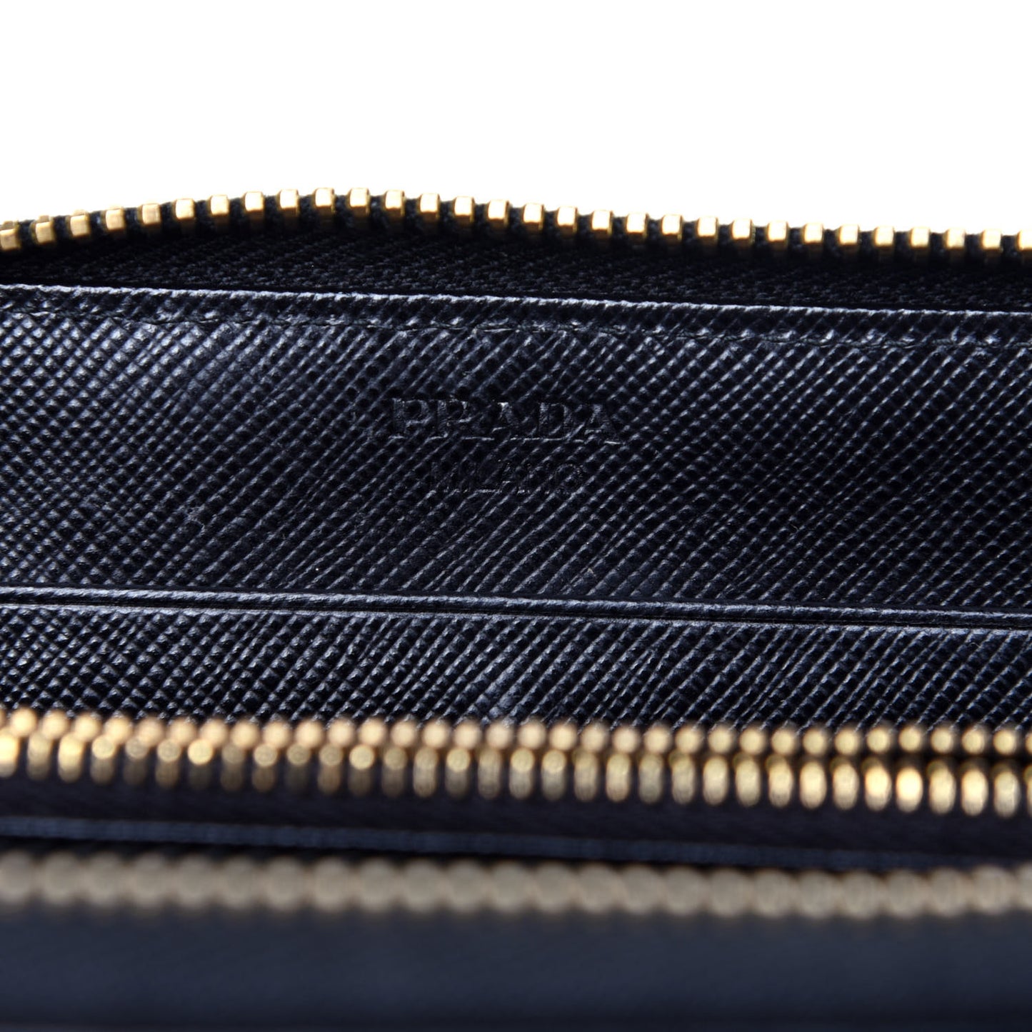 Saffiano Metal Zip Around Wallet Black