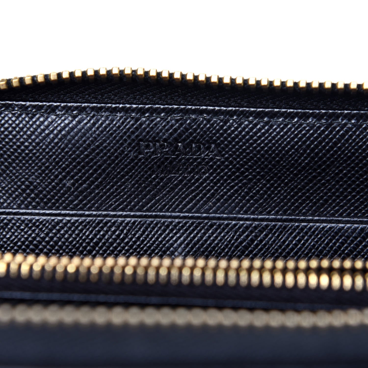 Prada Saffiano Metal Zip Around Wallet Black 6 of 10