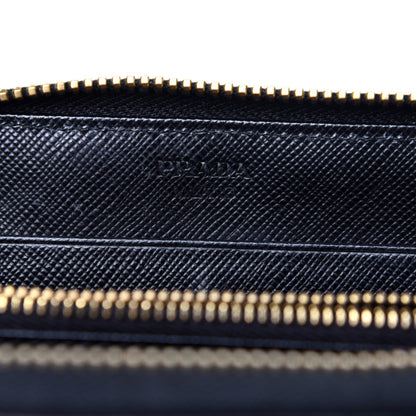 Prada Saffiano Metal Zip Around Wallet Black 6 of 10
