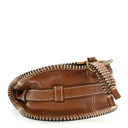 Chloe Suede Calfskin Stitched Small Marcie Round Crossbody Bag Tan 4 of 13