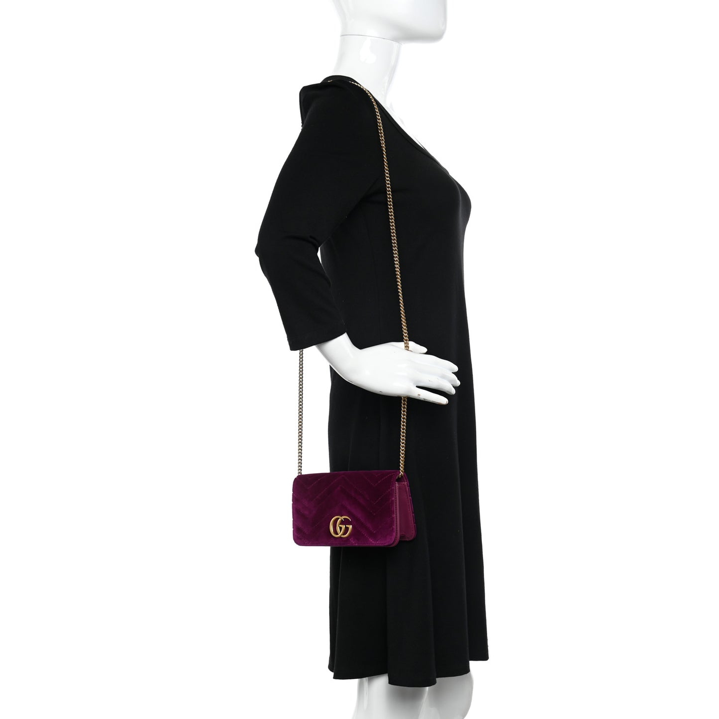 Velvet Matelasse GG Marmont Mini Bag Fuchsia Violet Cyclamen