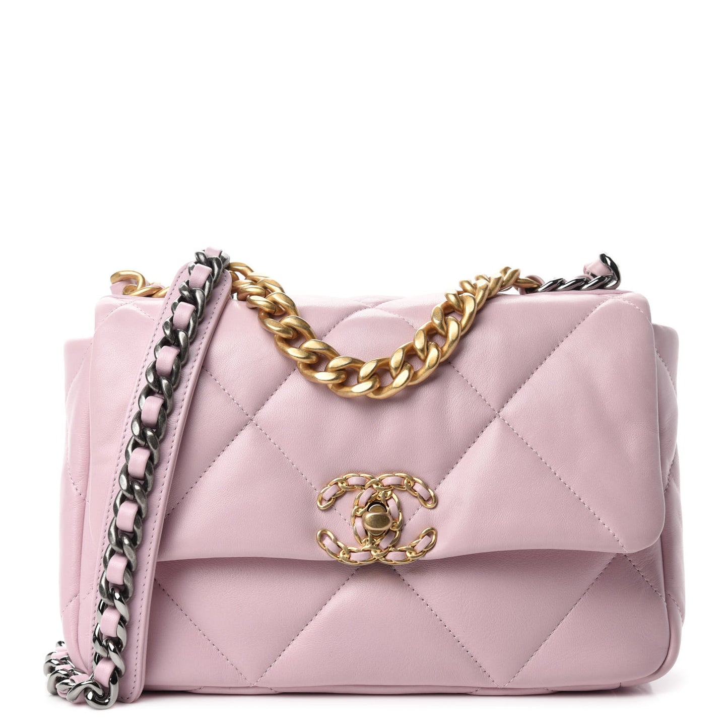 Lambskin Quilted Medium Chanel 19 Flap Light Pink