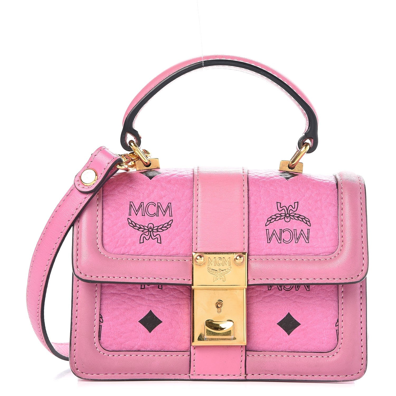 MCM Visetos Mini Tracey Satchel Pink 1 of 9