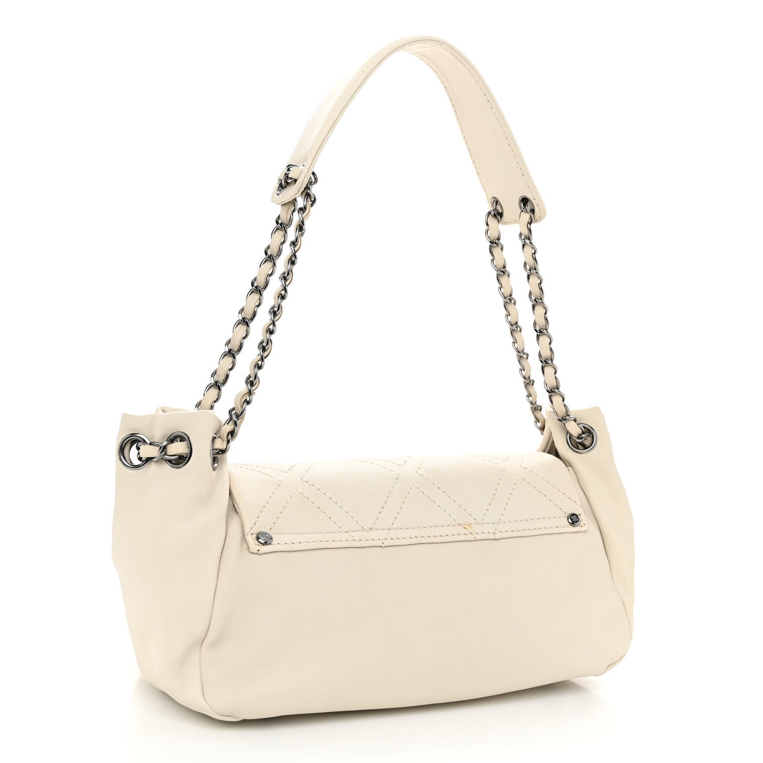 Chanel Calfskin Diamond Stitch Accordion Flap White 3 of 13