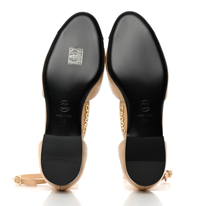 Chanel Lambskin Grosgrain Cap Toe CC Ankle Strap Sandals 36 Beige Black 5 of 8