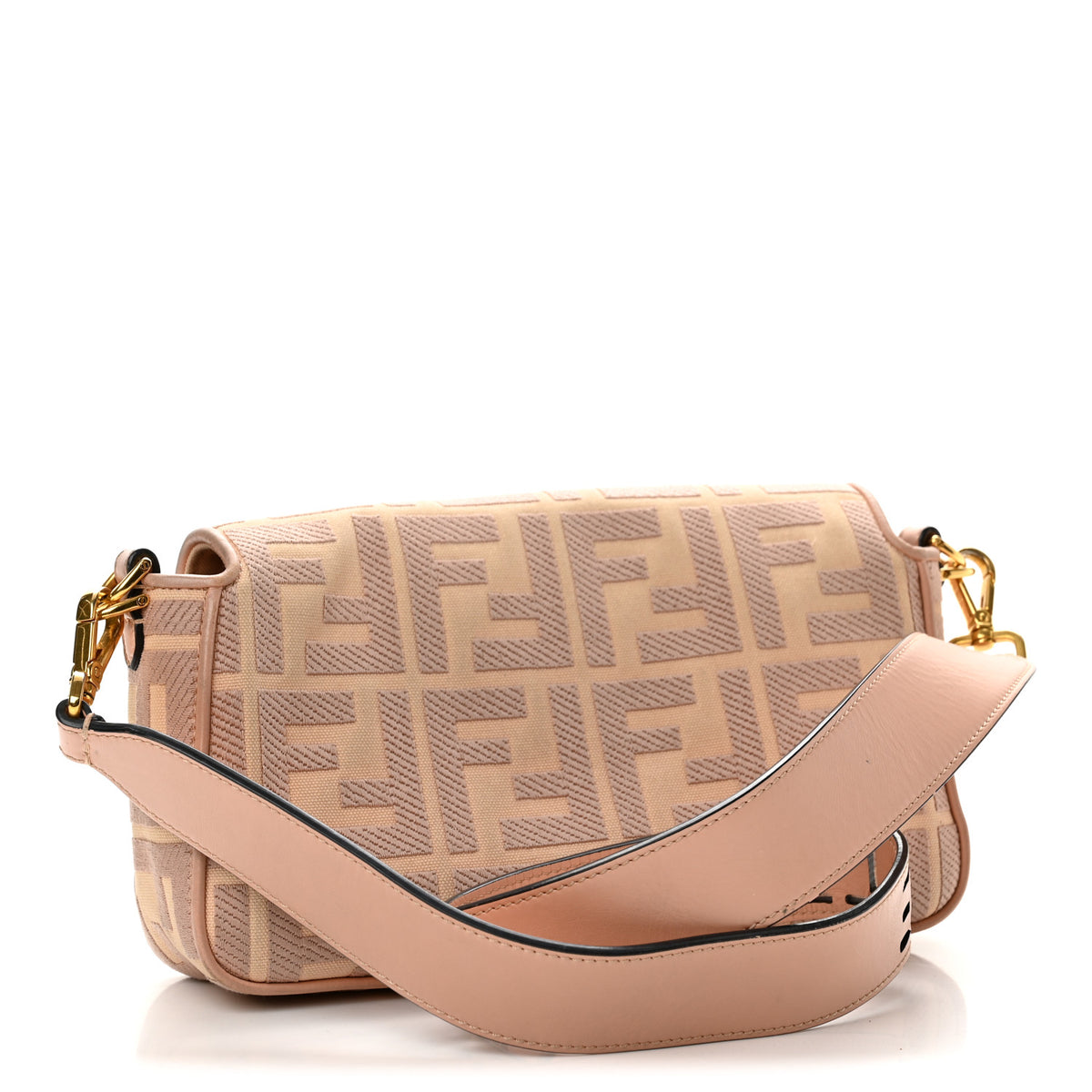 Fendi Canvas Vitello King Extra Strap FF Embroidered Baguette Baby Pink 3 of 13