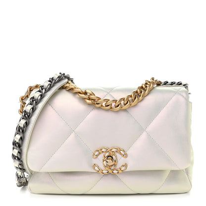 Chanel Iridescent Calfskin Quilted Medium Chanel 19 Flap White 1 of 11