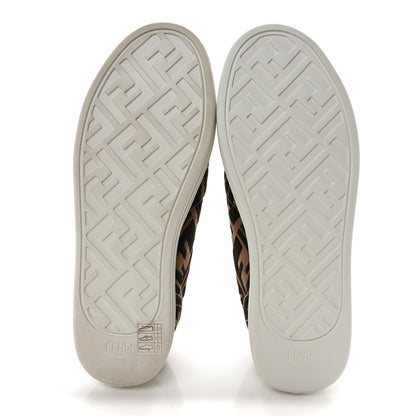 Fendi X SARA COLEMAN Canvas FF Vertigo Embroidered Womens Rise Slip On Sneakers 39 Tobacco Black 6 of 8
