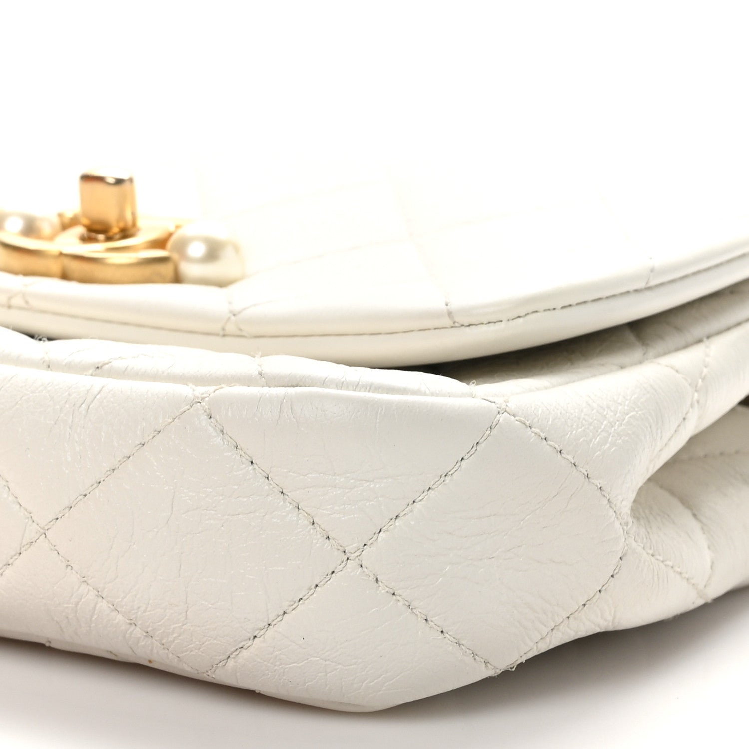 Chanel Glazed Calfskin Quilted Mini Pearl Side Flap White 10 of 11