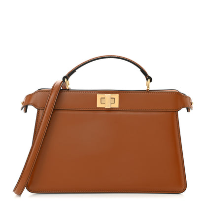 Fendi Vitello King Luxor Shiny Nappa Medium Peekaboo I SEE U East West Satchel Brandy Light Rose 1 of 10