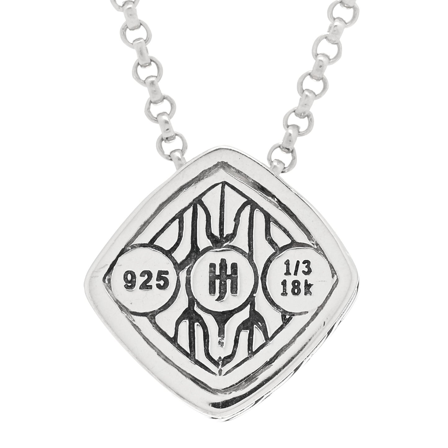 Sterling Silver 18K Yellow Gold Classic Chain Small Sugarloaf Hammered Pendant Necklace