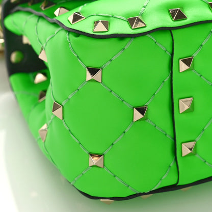 Valentino Garavani Calfskin Micro Rockstud Spike Shoulder Bag Fluo Green 7 of 8