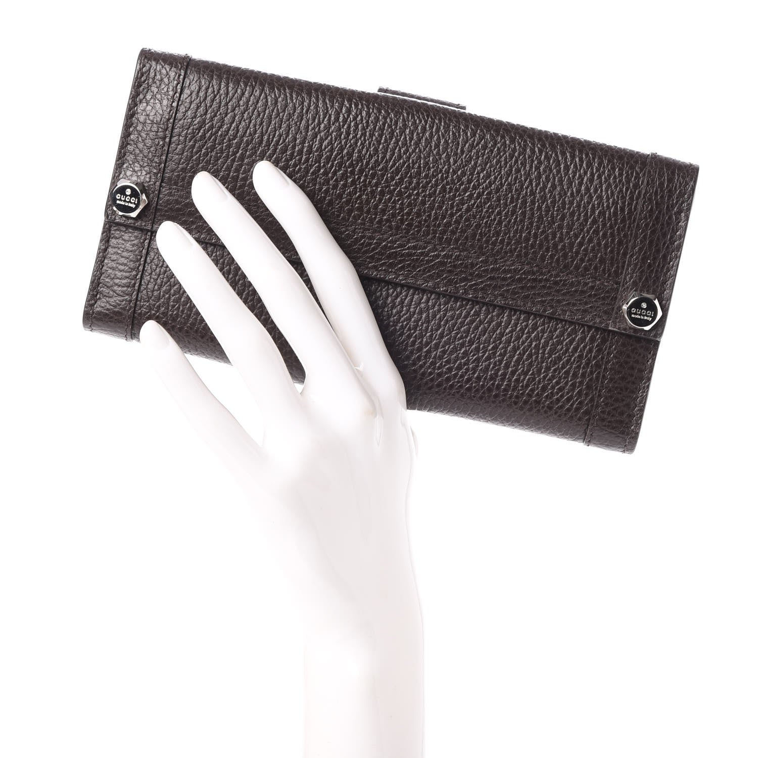 Gucci Calfskin Continental Charmy Wallet Dark Brown 2 of 8
