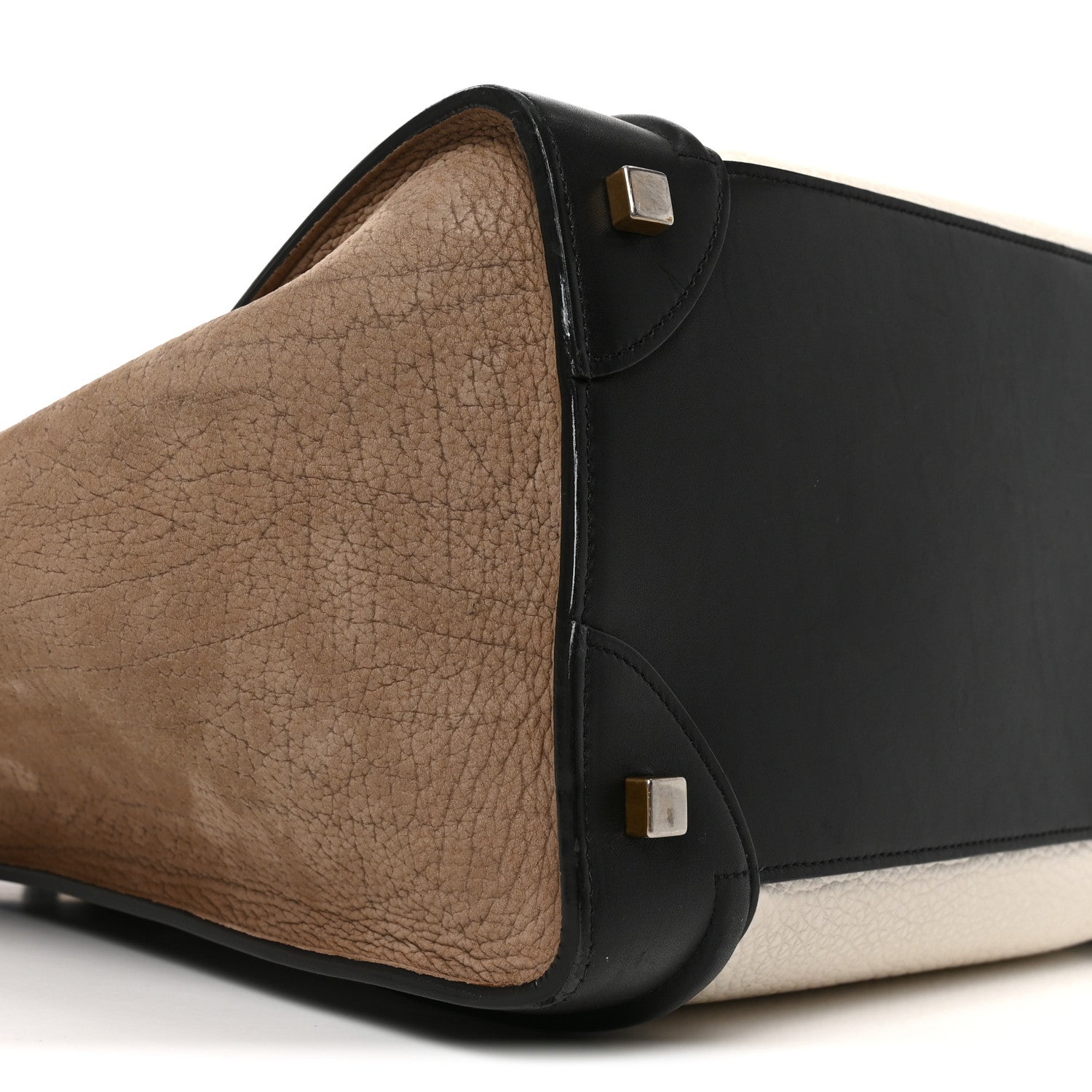 Celine Bullhide Calfskin Suede Mini Tri-Color Luggage White 8 of 9