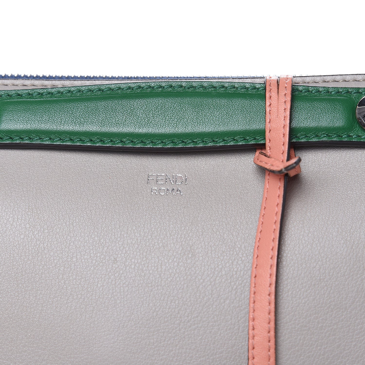 Fendi Vitello Dolce 4 Color Medium By The Way Boston Bag Grigio Polvere Emerald Multicolor 13 of 15