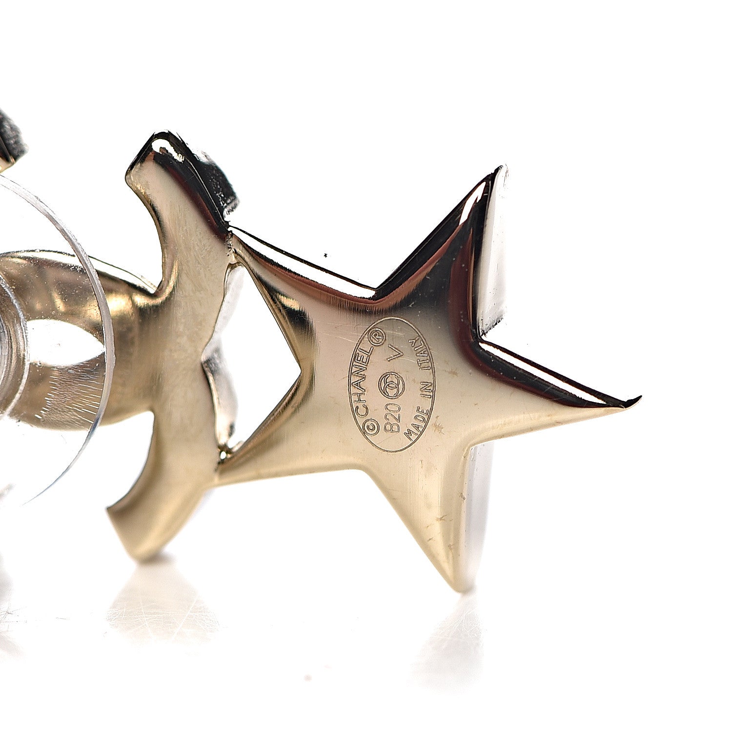 Chanel Crystal Pearl Charming Winter CC Star Heart Earrings Gold 3 of 4
