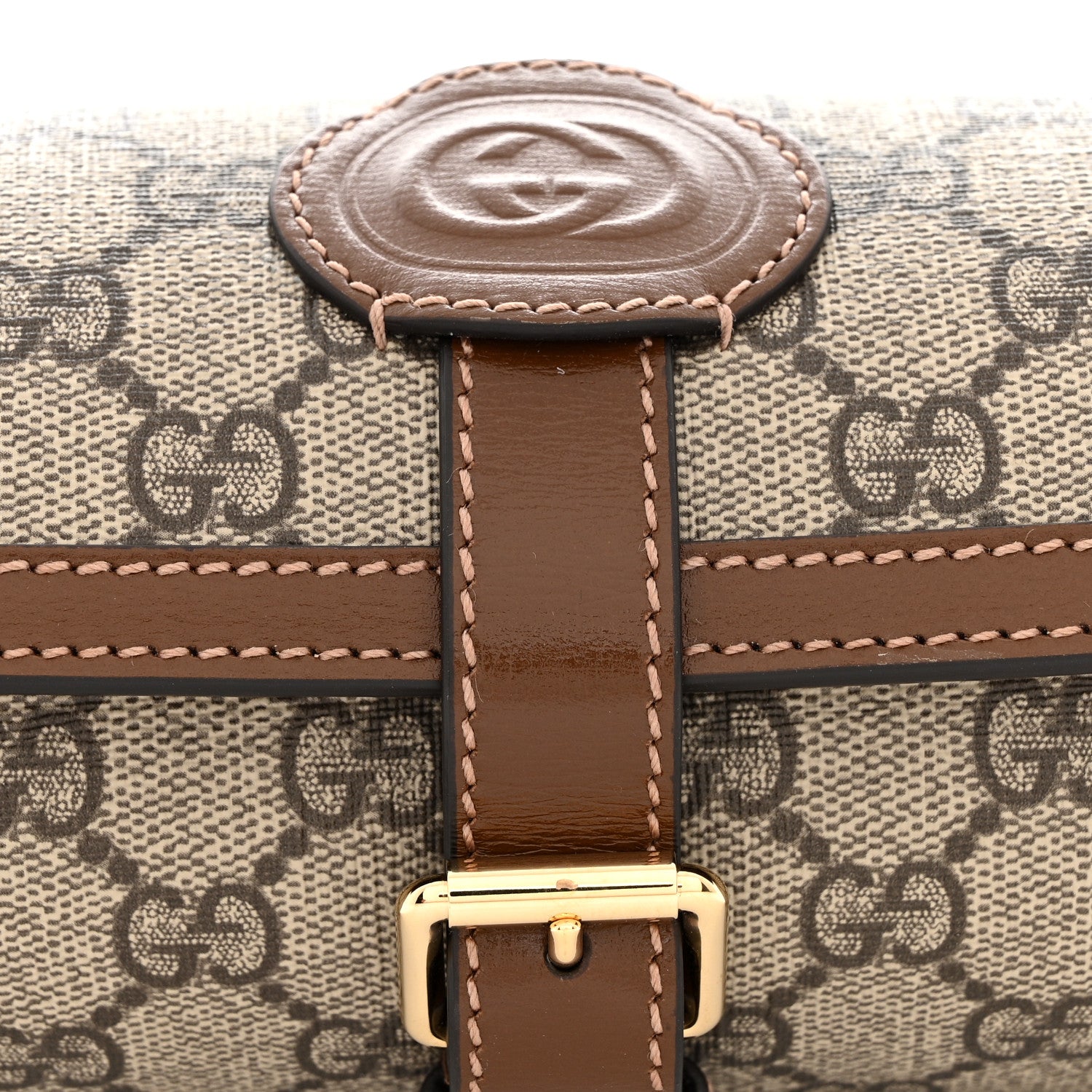 Gucci GG Supreme Monogram Calfskin Watch Travel Case Beige Ebony Brown Sugar 9 of 12