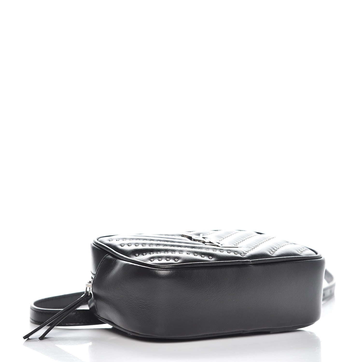 Saint Laurent Calfskin Matelasse Studded Monogram Lou Belt Bag Black 4 of 7