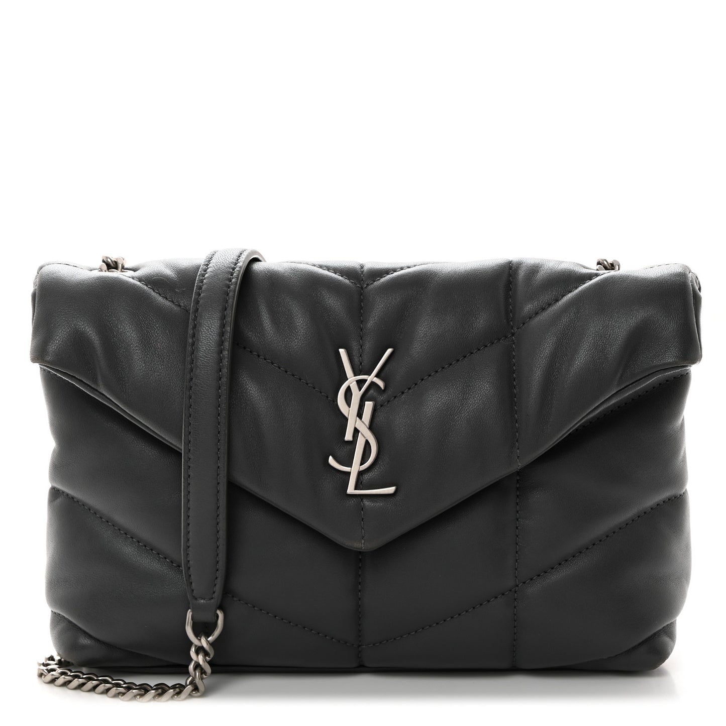 Lambskin Quilted Toy Loulou Puffer Monogram Chain Satchel Storm