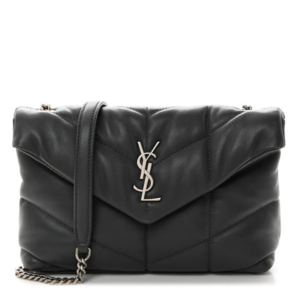 Saint Laurent Lambskin Quilted Toy Loulou Puffer Monogram Chain Satchel Storm 1 of 10
