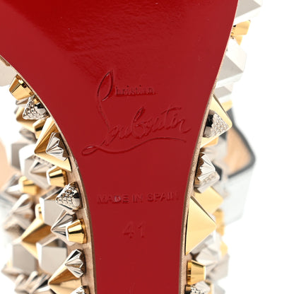 Christian Louboutin Calfskin Lame Cork Almericca 120 Studded Wedge Sandals 41 Silver 12 of 14
