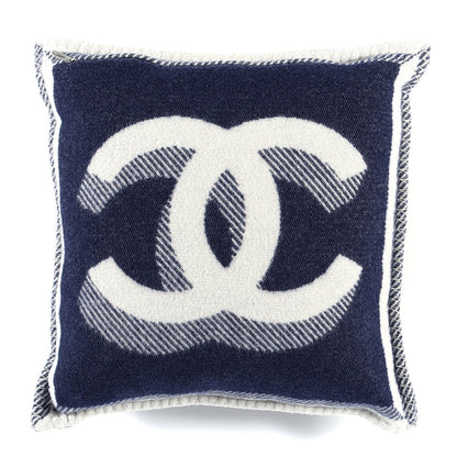 Chanel Merino Wool Cashmere CC Pillow Navy Blue 1 of 3