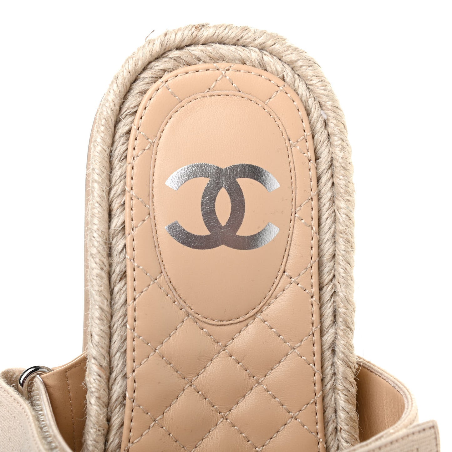Grosgrain Lambskin Elastic Flat Mules 39 Beige