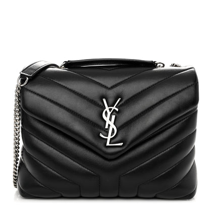 Saint Laurent Calfskin Y Quilted Monogram Small Loulou Chain Satchel Black 1 of 9