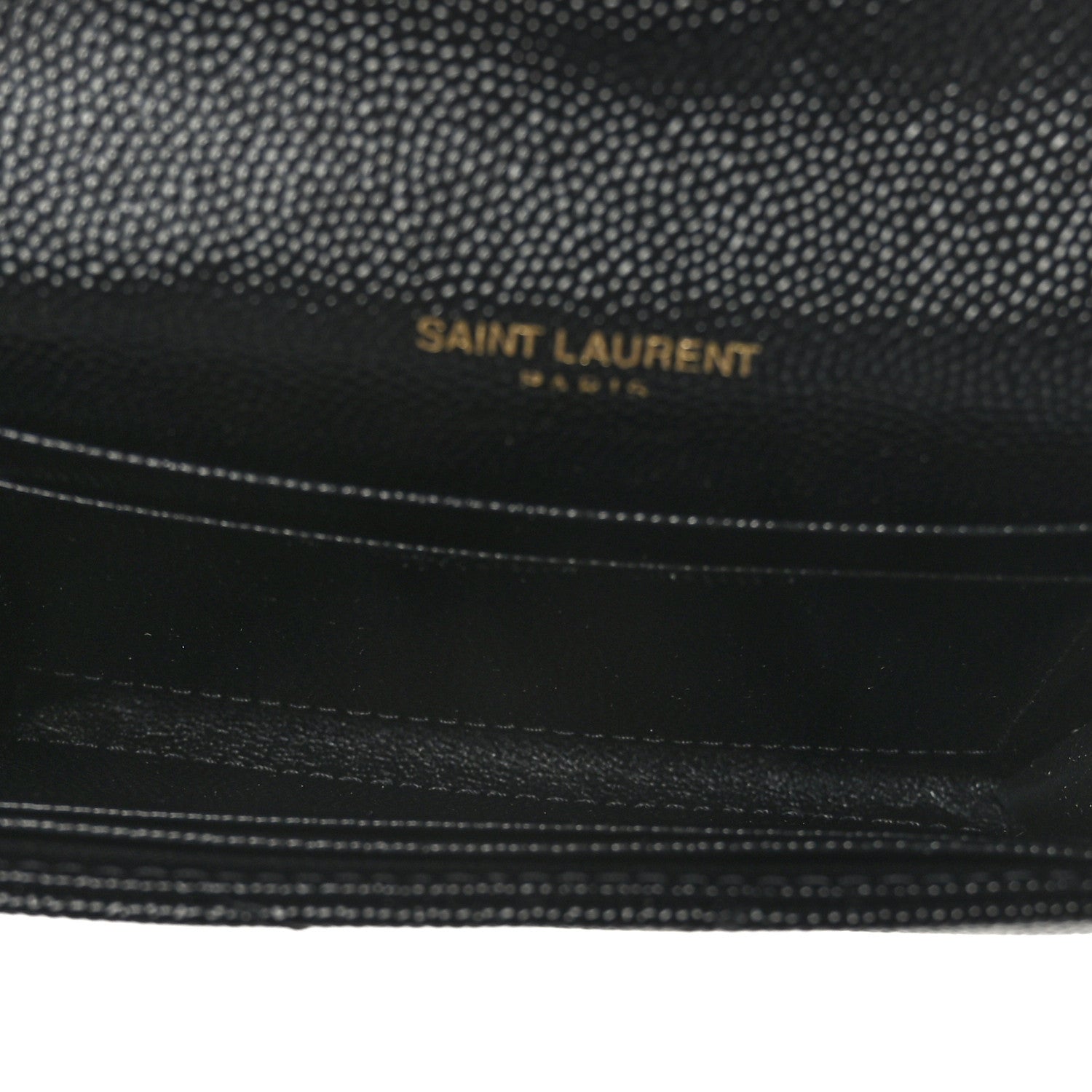 Saint Laurent Grain De Poudre Matelasse Chevron Small Monogram Envelope Wallet Black 5 of 6