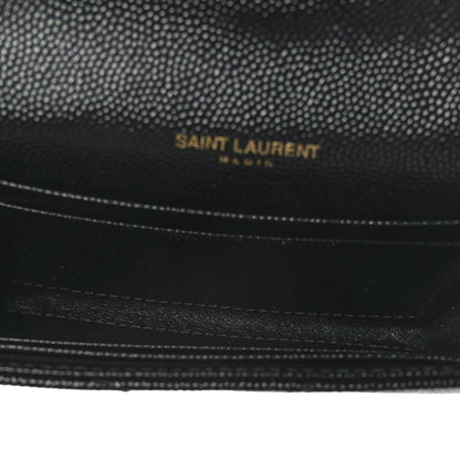 Saint Laurent Grain De Poudre Matelasse Chevron Small Monogram Envelope Wallet Black 5 of 6