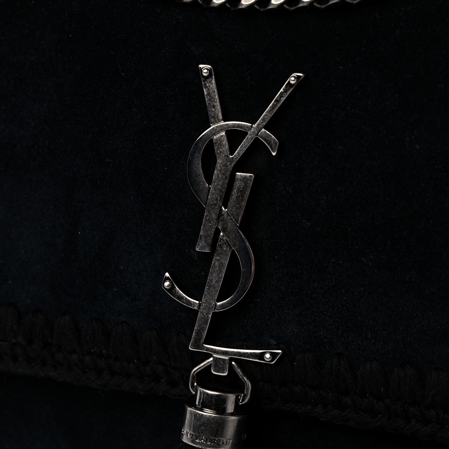 Saint Laurent Suede Monogram Medium Kate Whipstitch Shoulder Bag Black 8 of 10
