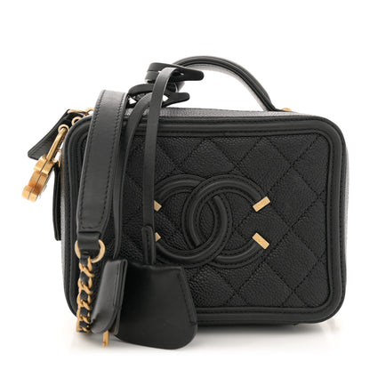 Chanel Caviar Quilted Small CC Filigree Vanity Case Black 1 of 11