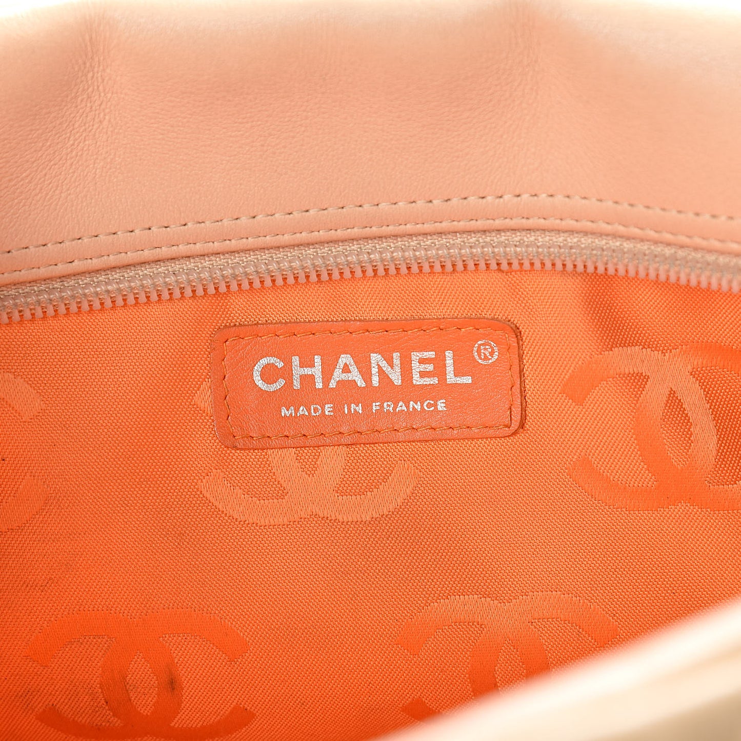 Calfskin Quilted Cambon Quilted Large Bowler Beige