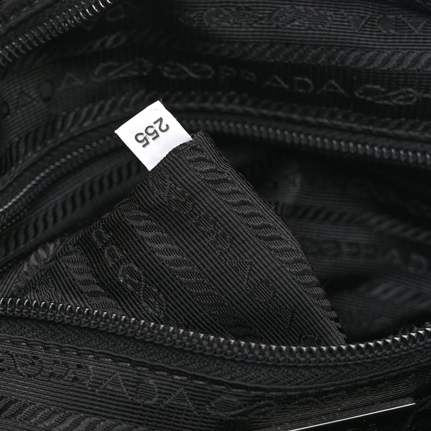 Re-Nylon Vela Saffiano Pocket Double Zip Shoulder Bag Black