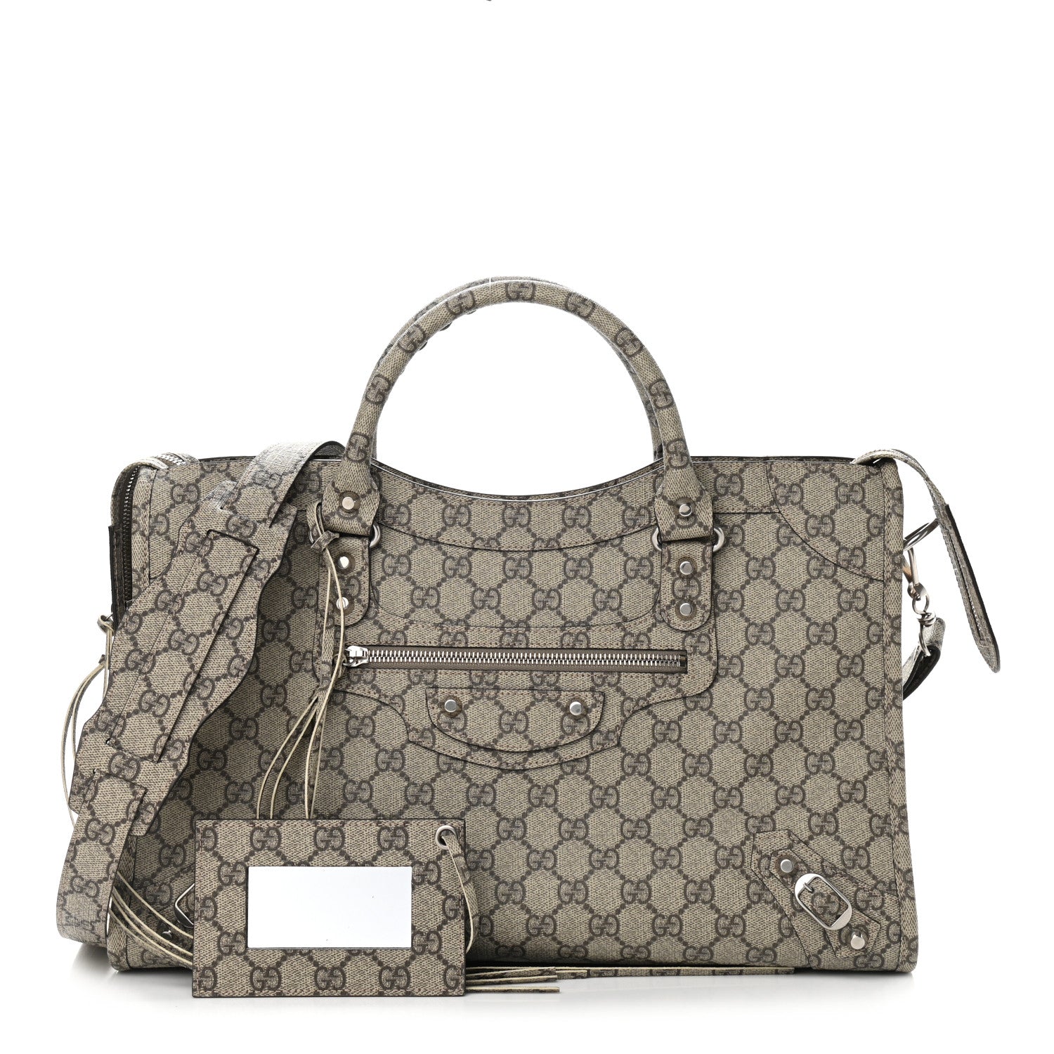 Balenciaga X GUCCI GG Supreme Monogram Neo Classic Silver Hardware City Beige Ebony 1 of 10