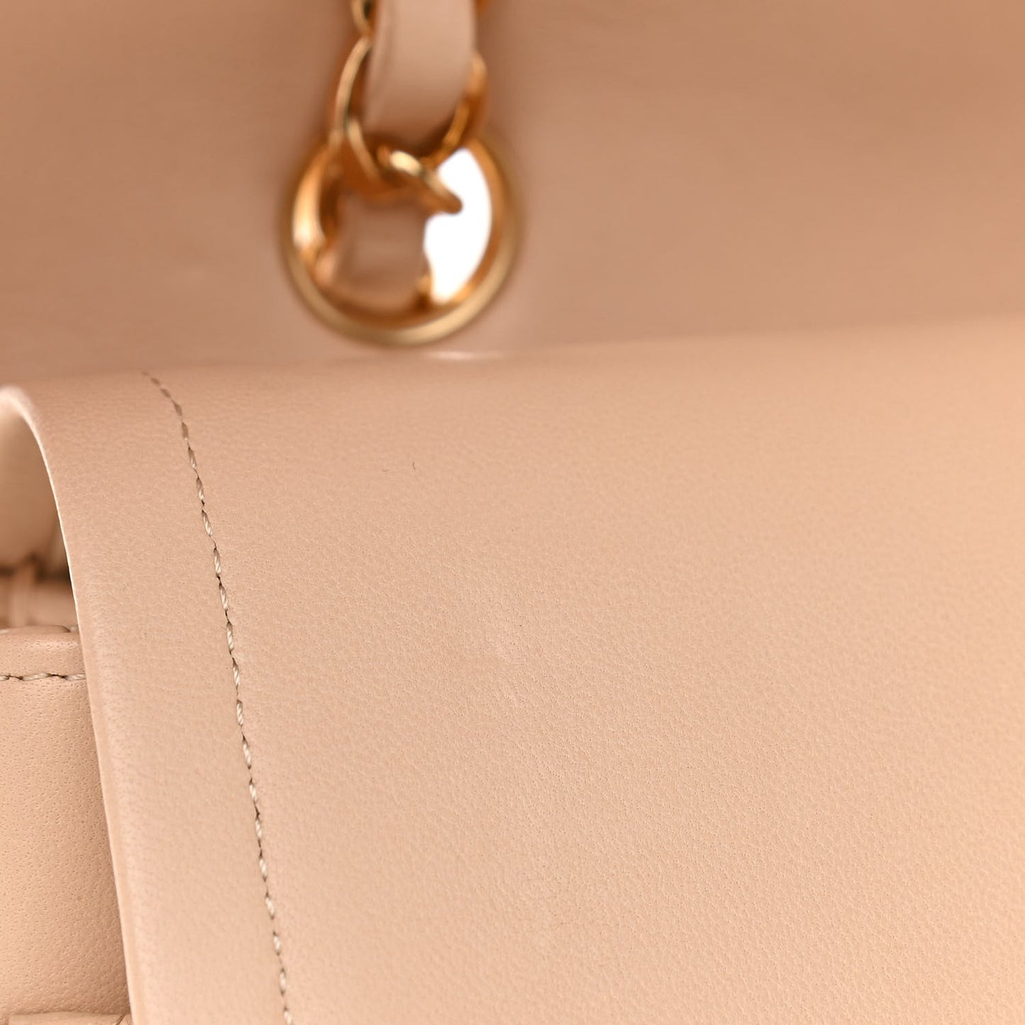 Lambskin Quilted Medium Double Flap Beige